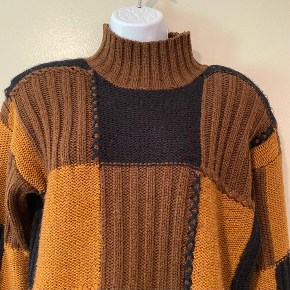 Patchwork Knitted Turtle Neck - image 2